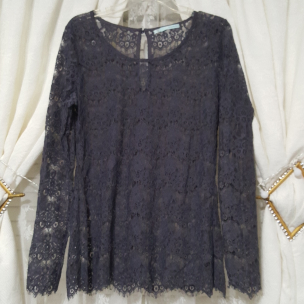 Grayish purple soft lace top